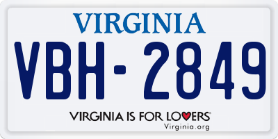 VA license plate VBH2849
