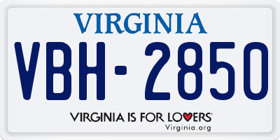 VA license plate VBH2850