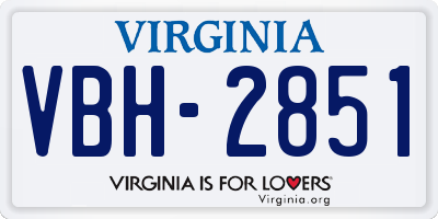 VA license plate VBH2851