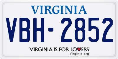VA license plate VBH2852