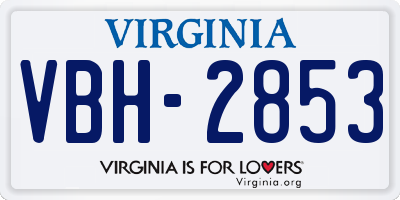 VA license plate VBH2853