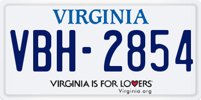 VA license plate VBH2854
