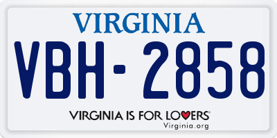VA license plate VBH2858