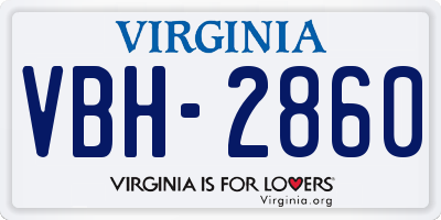 VA license plate VBH2860