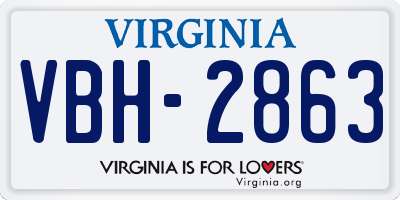 VA license plate VBH2863