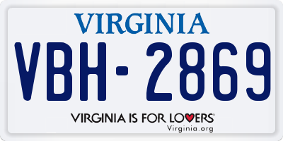 VA license plate VBH2869