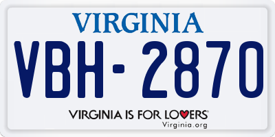VA license plate VBH2870