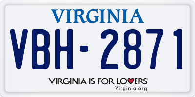 VA license plate VBH2871