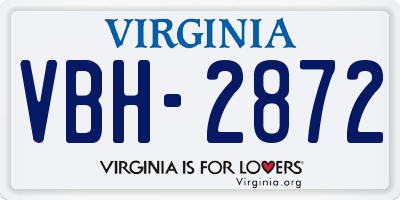 VA license plate VBH2872