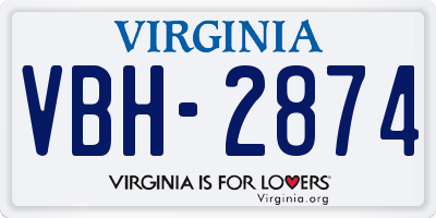 VA license plate VBH2874