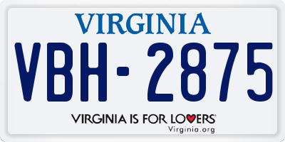 VA license plate VBH2875