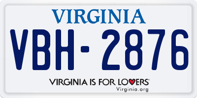 VA license plate VBH2876