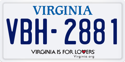 VA license plate VBH2881