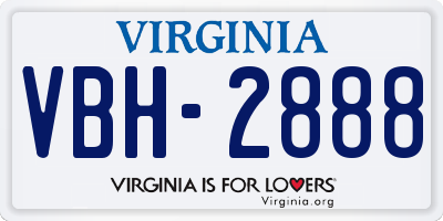 VA license plate VBH2888