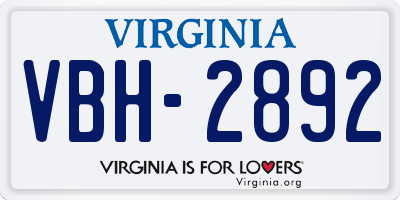 VA license plate VBH2892