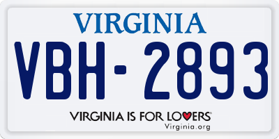 VA license plate VBH2893