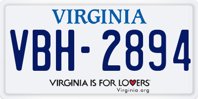 VA license plate VBH2894