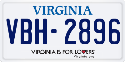 VA license plate VBH2896