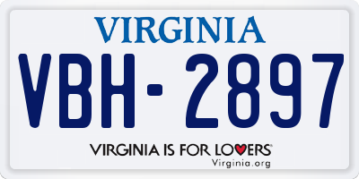 VA license plate VBH2897