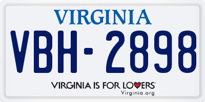 VA license plate VBH2898