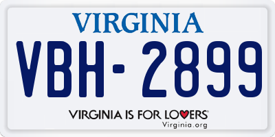 VA license plate VBH2899