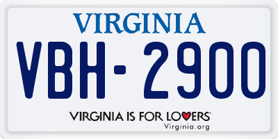 VA license plate VBH2900