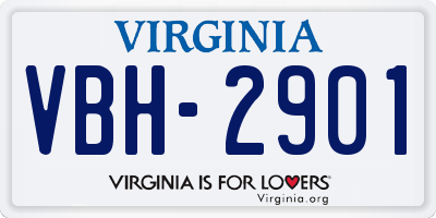 VA license plate VBH2901