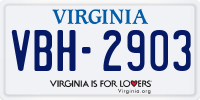 VA license plate VBH2903