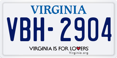 VA license plate VBH2904