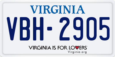 VA license plate VBH2905