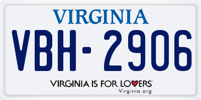 VA license plate VBH2906