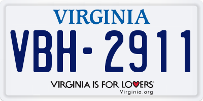VA license plate VBH2911