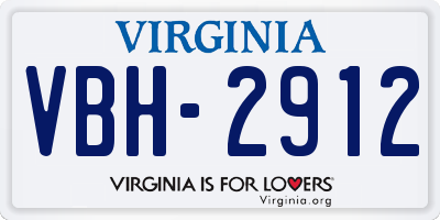 VA license plate VBH2912