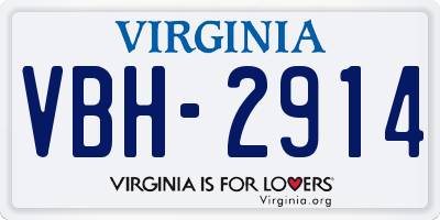 VA license plate VBH2914