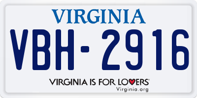 VA license plate VBH2916