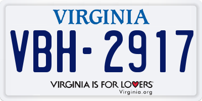 VA license plate VBH2917