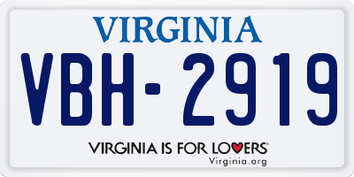 VA license plate VBH2919