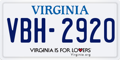 VA license plate VBH2920