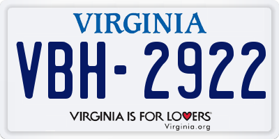 VA license plate VBH2922