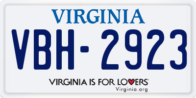 VA license plate VBH2923