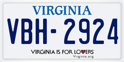 VA license plate VBH2924