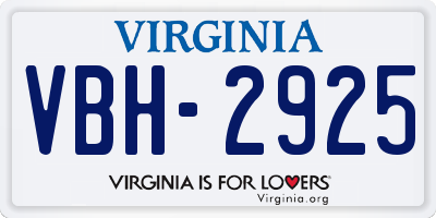 VA license plate VBH2925