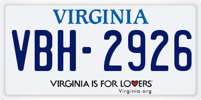 VA license plate VBH2926
