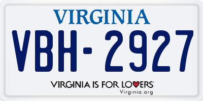 VA license plate VBH2927