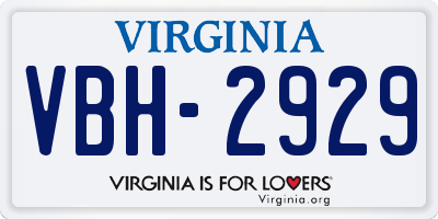 VA license plate VBH2929