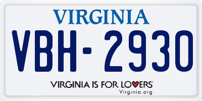 VA license plate VBH2930