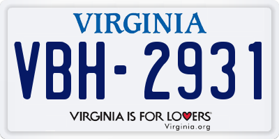 VA license plate VBH2931