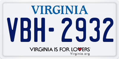 VA license plate VBH2932