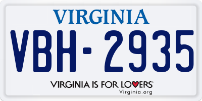 VA license plate VBH2935