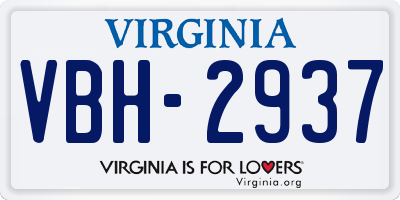 VA license plate VBH2937
